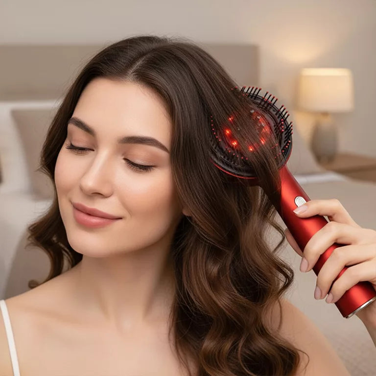 Roodlicht hoofdhuidmassageborstel haargroeikam